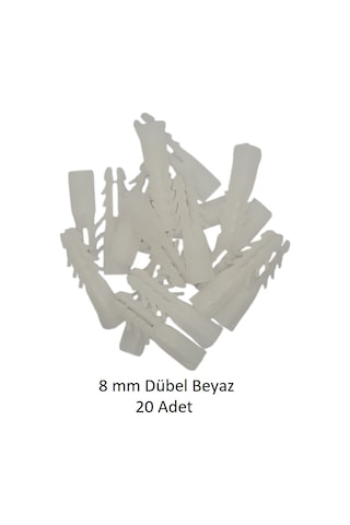 Dübel, 8 Mm Beyaz Dübel, 20 Adet