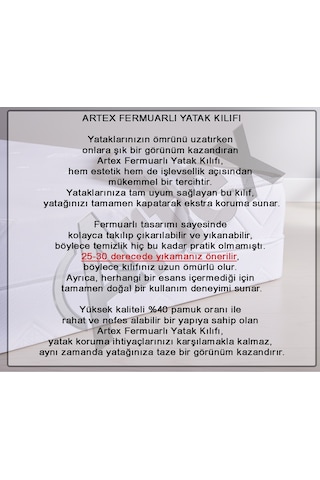 Artex 160X200 Nano Fermuarlı Yatak Kılıfı Yatak Koruyucusu Yatak Örtüsü
