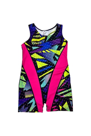 Lolliboomkids Kız Çocuk Neon Renkler Geometrik Desen Geçişli Yüzücü Tarz Mayo Neon Pembe