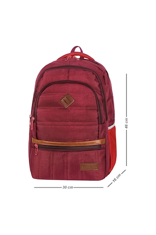 Su Gecirmez Cordura Kumas Punterez Dikisli Laptop Ve Suluk Bolmeli Gunluk Ve Okul Sirt Cantasi Bordo
