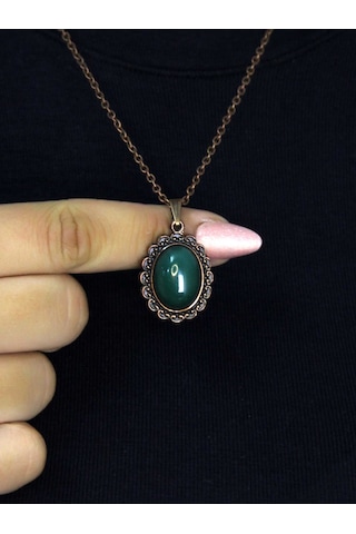 Doğal Taş Yeşil Akik Doğal Taşlı Kadın Doğal Taş Otantik Kolye Euk27bya Yeşil
