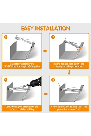 Xurunkeji İnç 10 Paket Oluk Askıları, Önceden Takılmış Vida İle, Sarkmış Yağmur Oluklarını Onarmak İçin Alüminyum Oluk Braketleri 17x12x8cm