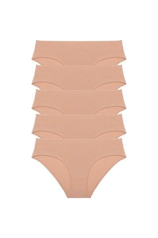 Nicoletta Kadın Külot Yüksek Bel Bikini 5 Li Paket Pamuklu Ten