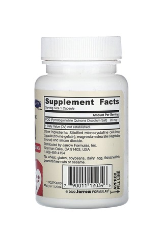 Takviye Jarrow Formulas, Pqq, 20 Mg, 60 Capsules