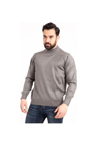 Nacar Store Erkek Gri Yarım Boğazlı Kazak