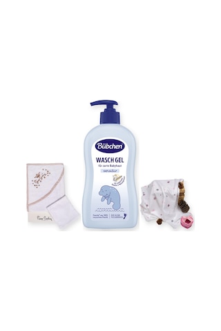 Baby Shower Hediye Seti 3 Parça: Kundak Havlu + Şampuan + Müslin Örtü - Pembe 400 Ml