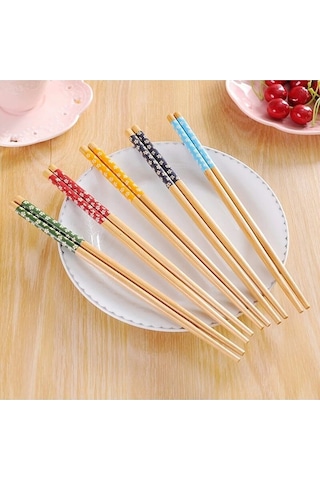 Baysa 5 Çift Bambu Sushi-fettucini Chopsticks Yemek Çubuğu Çoklu