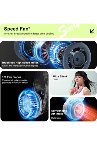 Fosenze Beyaz Boyunca Kolluk Fanı - 5 Hızlı, 360 Rüzgar Açısı, Bladesiz Turbin, 30 Katlı Lcp Fan, Hızlı Şarjlı Mf089