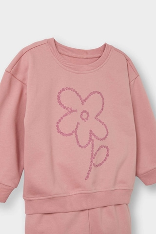 Defacto Kız Bebek 2li Takım İçi Yumuşak Tüylü Baskılı Sweatshirt Eşofman Altı E8995a525aupn111 Pembe