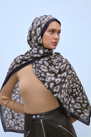 Silk Home Eco Viscose Leopar Desen Şal 6001 Gri-siyah-vizon