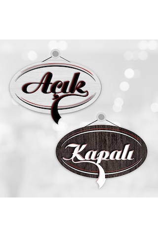 Bk Gift Kişiye Özel Açık & Kapalı Ahşap Kapı Levhası - 6 Akgn12121