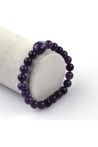 Alibaba Doğaltaş Ametist Doğal Taş 8 MM Küre Kesim Bileklik Çok Renkli