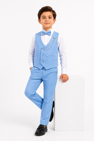 Mnk Baby & Kids Erkek Çocuk 6 Düğme Yelekli Özel Gün Takım Elbise M00834 mavi