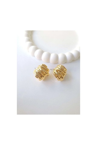 Çelik Gold Tırtıklı Küpe Sevgiliye Hediye Altın