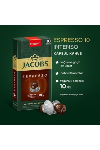 Jacobs Espresso 10 Intenso Nespresso Uyumlu Kapsül Kahve 10 Kapsül Kapsül Kahve