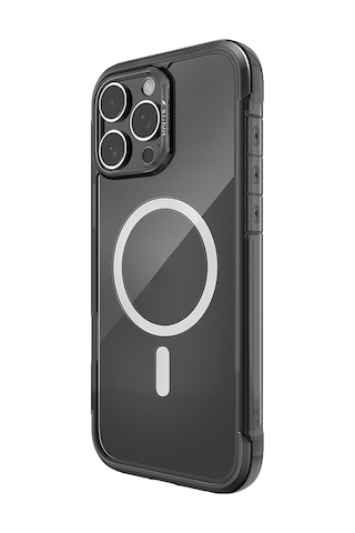 Apple Uyumlu iPhone 16 Pro Kılıf Magsafeli Raptic Air Serisi Airbag Tasarımlı Metal Köşelikli Şeffaf Kapak Siyah