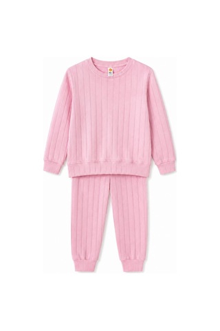H&c Coolboy H&c Kız Çocuk Pijama Takımı Jakarlı Uzun Kollu Üst Ve Lastikli Alt 2 Li Takım Pembe