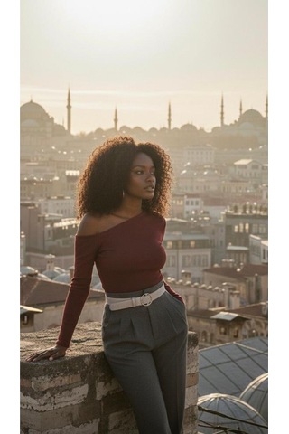 Kayık Yaka Kadın Bordo Body Bordo