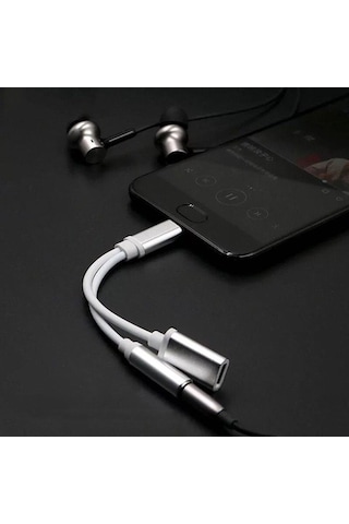 Type-C Usb C 2In1 Şarj + Kulaklık Dönüştürücü 3.5 Mm Jack Adaptör