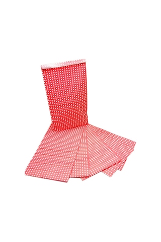 Kırmızı Puantiyeli Hediye Paketi Kese Kağıdı 25x15x6 Cm 10 Adet