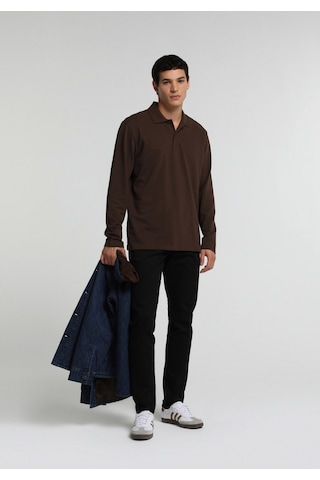 Colin's Colins Regular Fit Polo Yaka Düz Erkek Kahverengi Uzun Kol Tişört Cl1082503 Q1.v2 Brw