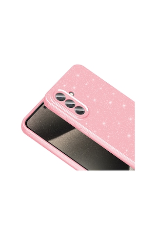 Butam Bilişim Galaxy Uyumlu A56 Kılıf Kamera Korumalı Simli Lüks Koton Kapak - Lila Lila