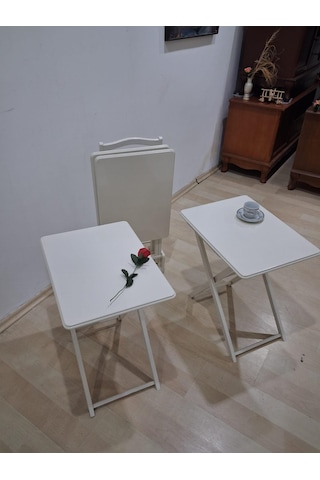Zigon Çanta 90675 Sehpa Dikdörtgen Düz Model Kayın Torna Parlak Krem Boya El Yapım Bej