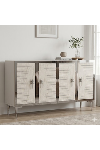 Ka1207bts Tuna Konsol Ve Tv Sehpası Beyaz-traverten-silver 120cm