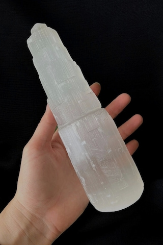 Doğal Beyaz Selenit Kule 15 Cm