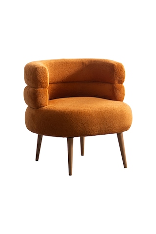 Barel Özel Tasarım Çay Seti, Berjer Ve Puf Ofis Balkon Cafe Bahçe Salon Mobilyası 2 Li Takım Turuncu Turuncu