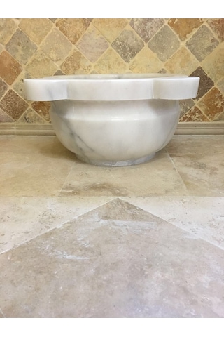 Beyaz Düz Mermer Kurna