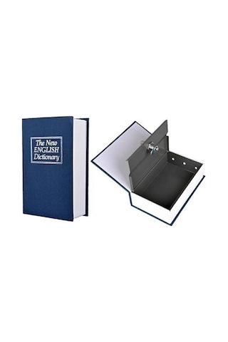 Kitap Görünümlü Anahtarlı Çelik Mini Kasa Ev İçin Altın Takı Kutusu Kasa Kumbara Kilitli Sandık