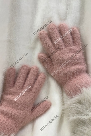 Peluş Uzun Eldiven Pudra