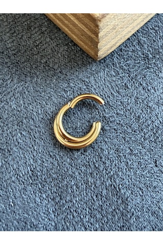316 L Cerrahi Çelik Çapraz Çift Şeritli Model Halka Piercing Koyu Yeşil