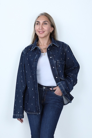 Balins Denim Taşlı Gömlek Mavi