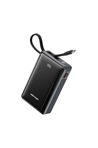 Vention Dash Serisi 20000mah 65w Powerbank Dahili Kablolu Dijital Göstergeli Hızlı Şarjlı Gri