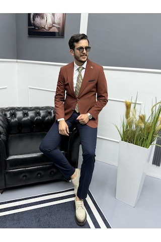 Avni Ceylan Lux İtalyan Stil Erkek Takım Elbise Klasik Ve Modern Stil Kiremit