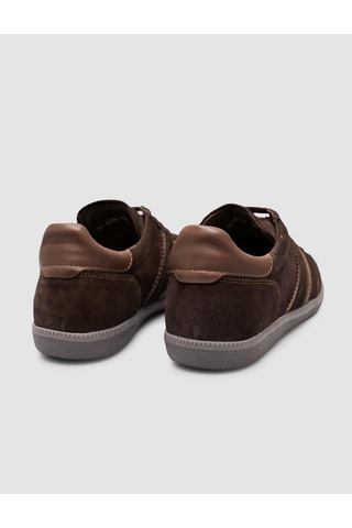 Hakiki Deri Koyu Kahverengi Bağcıklı Kadın Sneaker Kahverengi