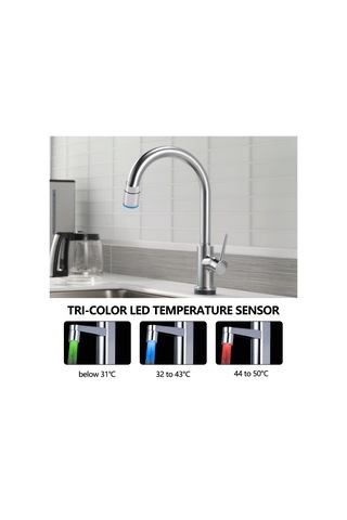 Xurunkeji Üç Renkli Led Sıcaklık Sensörü Sprey Musluk Su Musluğu GÜMÜŞ