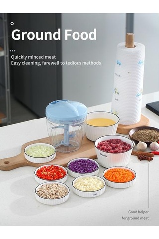 Meyve Öğütücüler İçin Çok Fonksiyonlu Sebze Kesici Kıyma Manuel Sarımsak Et Kırıcı Mutfak Aksesuarları Shredders & Amp Dilimleyiciler Mavi, 12x13.5cm Ahşap