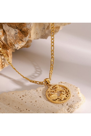 Paslanmaz Çelik Okyanus Serisi Kolye Yüksek Kaliteli İns Mücevher 18 Ayar Altın Kaplama Deniz Kabuğu Kolye Ucu Diğer