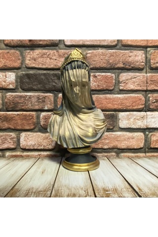 Tül Duvaklı Kadın Büst Heykel Biblo