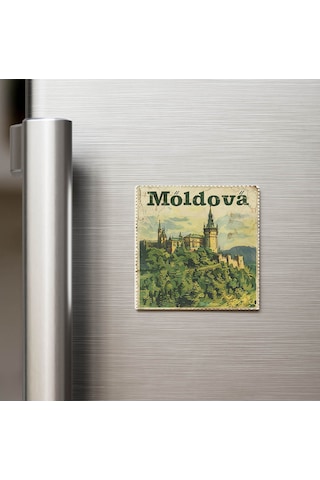 Moldova Moldova - Posta Pulu Temalı Ülke - Baskılı Buzdolap Magneti Kare - 9x9 Cm
