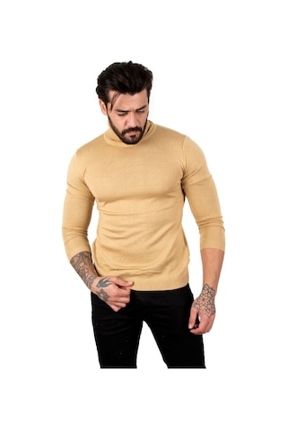 Deepsea Camel Balıkçı Yaka Camel Düz Kazak 2002292 Camel