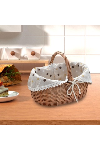 Homyl Dokuma Piknik Sepeti Kırsal Saplı Saklama Kahverengi