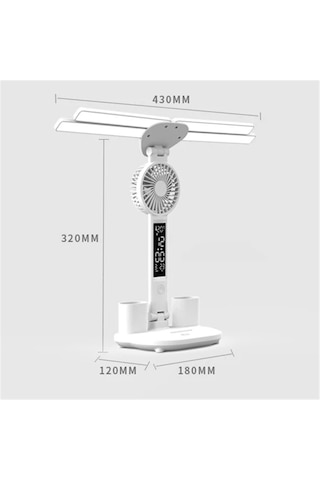 Monozone Fanlı Masa Lambası 7w Şajlı Saat Takvim Dereceli