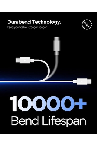 Spigen Usb-c To Usb-c 2 Metre Kablo 60w Güç / Pps 2.0 Super Hızlı Şarj / 480 Mbps Data Aktarım Hızı Type-c Ekstra Dayanıklı White