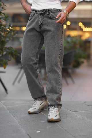 Little Cup Jeans Co Erkek Antrasit Baggy Fit Rahat Kalıp Jean Pantolon