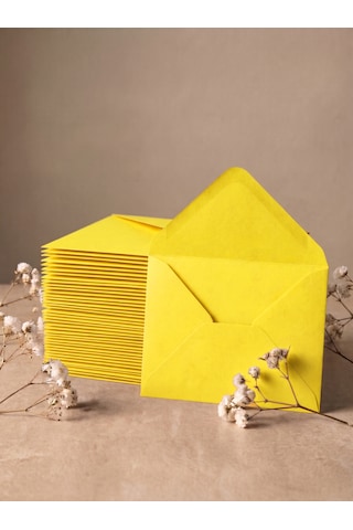 25 Adet 13x18 Cm Premium Kalite Davetiye Zarfı Sarı