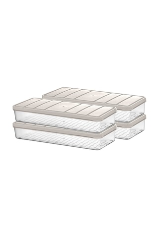 Selka Home Küçük Boy Saklama Kabı 1.2 L Ekru 4'lü Ekru